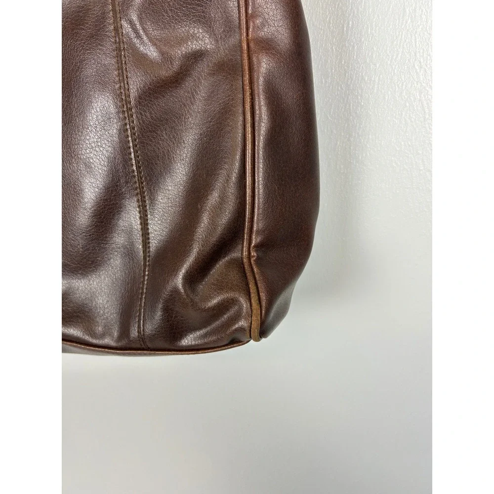 Nine West Brown Faux Leather Shoulder Bag Tote Purse 90s Y2K Neutral Fall Earthy